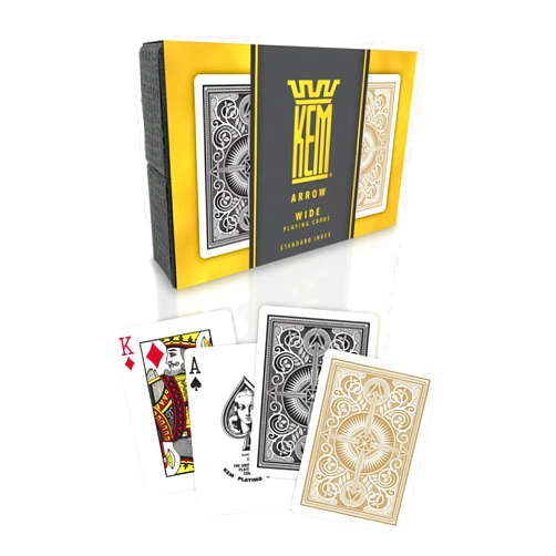 KEM Arrow Black and Gold Plastic Playing Cards, Standard Index, Poker Size, Premium Playing Cards, Casino Grade Poker Playing Cards, 2 Decks of Cards