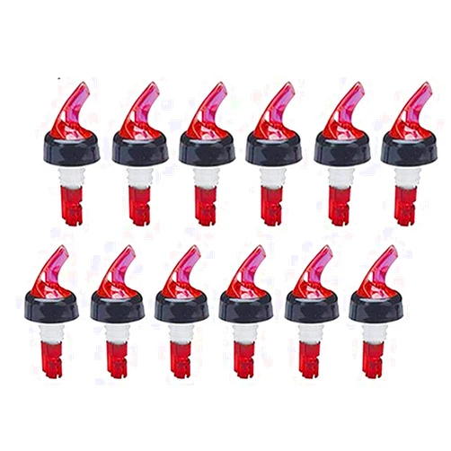 LKEVREG Keklle Measured Alcohol and Liquor Pourer with Black Collar Automatic Liquor Pour Spout Auto-Measure Bottle Pourer (12, Red)