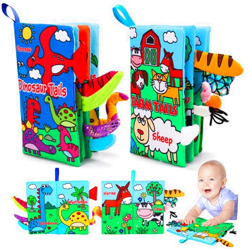 Thremhoo 2 PCS High Contrast Crinkle Baby Books 0-6 Months Interactive Sensory Baby Toys 9-12 Month Montessori Activities Touch Feel Infant Book 0-3-6 Month Car Seat Travel Essentials Newborn Development Gift