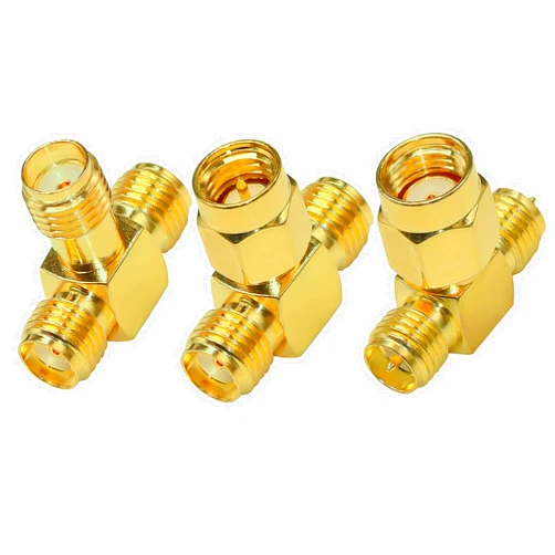 TUOLNK 3PCS SMA Splitter Coax Connector, SMA Male/Female to Dual RP-SMA Female Triple Tee Coax Adapter SMA 3 Way Connector for FPV Drone, Extension Cable, Audio, Video