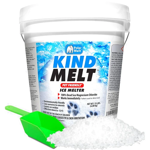 HARRIS Kind Melt Pet Friendly Ice and Snow Melter, Fast Acting 100% Pure Magnesium Chloride Formula with Scoop Included, 15lb