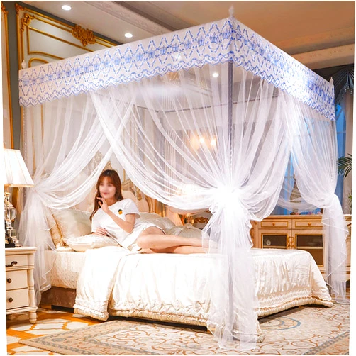 ＳＥＡＦＩＯＺ Bed Canopy Curtains for Princess Bedroom Decor, Large Folding Netting Bed Tent Portable Foldable Pop up Mosquito Nets, Fits Twin/Full/Queen/King Beds, 3 Door Design White 200 * 220 * 200cm