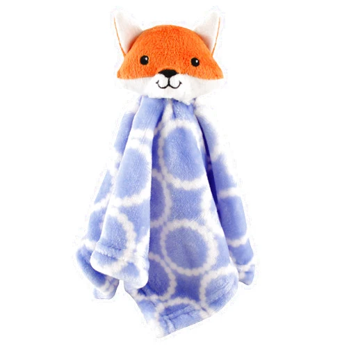 Hudson Baby Unisex Baby Animal Face Security Blanket, Blue Fox, One Size