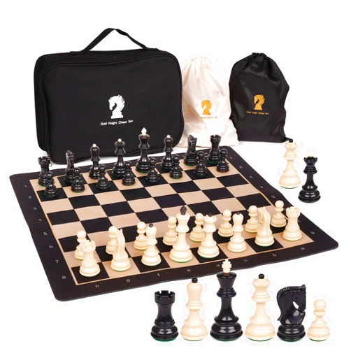 Agirlgle 20'' Tournament Chess Set for Adults and Kids Foldable Silicone Chess Board Game Chess Pieces 3.8'' King Height Portable Travel Chess Set Storage Bag for Outdoor Family Vintage Board Game