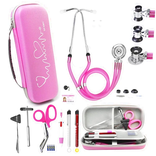 Scian 13 Pcs Stethoscope Case Kits, Supplies Inclued, Perfect Nurse Gift Stethoscope Holder for Nurse Medical Student, Pink Portable First Aid Kit Bag with Medical Scissor, Nurse Accessories for Work