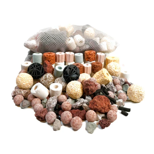 SimiAqua Biological Filter Media - Bio Balls Ceramic Rings Set with Mesh Bag for Aquarium Filter, Pond and Fish Tank (500g, 1.1lb)