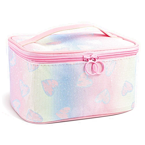 DALINEEYI Makeup Bag, Travel Makeup Case Organizer With Handle and Divider, Make Up Box for Women, Cute Cosmetic Bag for Girls Sister Gifts