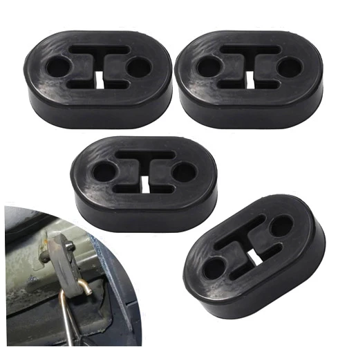 Leediga 4 PCS 2 Holes Exhaust Rubber Hanger, Adjustable Exhaust Pipe Support Bracket, High-density Muffler Exhaust Hanger, Universal Bushing Muffler Insulator Shock Absorbent Mount Bracket (Black)