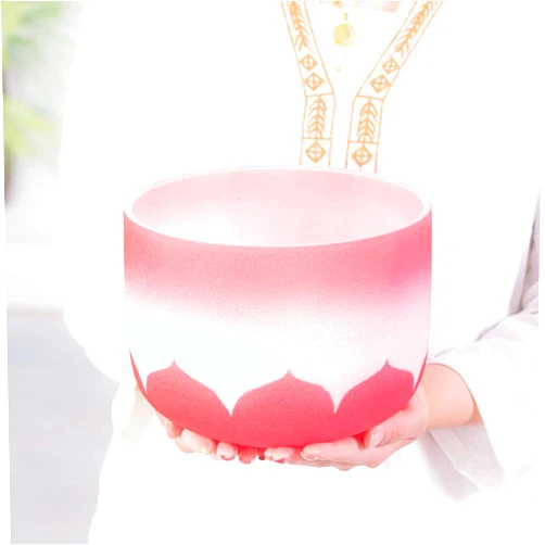 YongFeiCryatal 8 Inch C Root Red Lotus Chakra Quartz Crystal Singing Bowl + MALLET