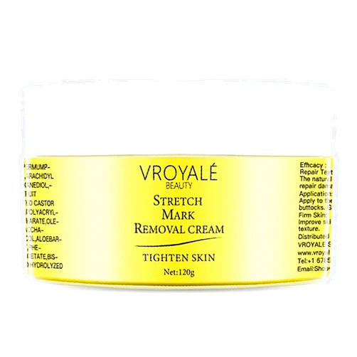 VROYALÈ Stretch Mark Removal Cream - Natural Organic Skin Healing & Pregnancy Scar Repair Cream, Dermatologist Tested Moisturizing Body Cream - Restore Damaged Tissue, Nourish & Soften Skin (120g)
