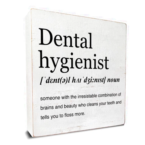 Dumyum Dental Hygienist Gift Ideas Dental Hygienist Definition Art Wooden Box Sign Dental Hygienist Minimalist Desk Decorative Wooden Sign Home Office Decor for Table Shelf 5 x 5 Inches