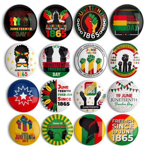 NeeKCheers 48Pcs Juneteenth Buttons, 4.4cm (1.73 Inch), Happy Juneteenth Badges Pins Bulk, Freedom Day June 19th 1865 Party Favors Supplies Bag Stuffers Fillers, Black African American Juneteenth Gifts