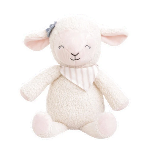 NoJo Farmhouse Chic Pink and White Super Soft Plush Stuffed Animal Lamb with Bandana - Meadow