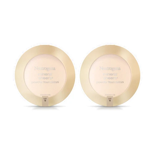 Neutrogena Mineral Sheers Compact Powder Foundation, Lightweight & Oil-Free Mineral Foundation, Fragrance-Free, Classic Ivory 10,.34 oz (Pack of 2)