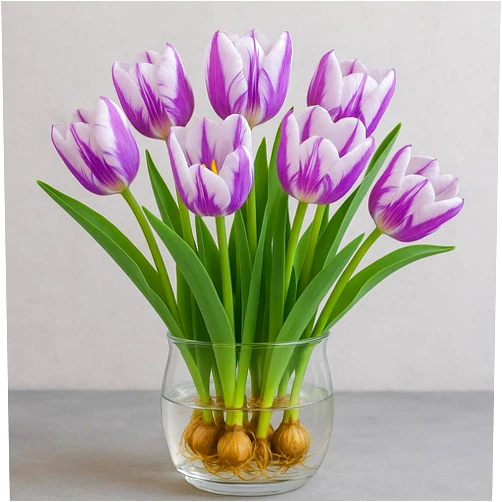 CZ Grain Pre-Chilled Purple Flag Tulip Bulbs – Set of 4 - Force Indoors in Winter or Plant Outdoors | Cheerful Winter Flowers - Early Spring Blooms, Vibrant Purple Flowers, Holiday Gift for Gardeners