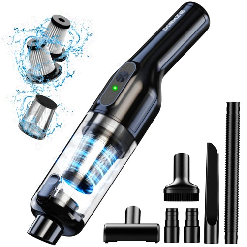 Dormzie Cordless Handheld Vacuum, Rechargeable Car Vacuum with 16000Pa Powerful Suction, Ultra-Lightweight 1.3lbs, Brushless Motor, Multiple Accessories for Home Office Car Pets Cleaning
