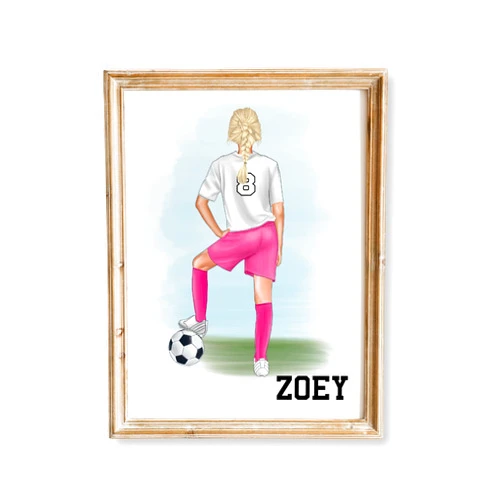 Rella Paper Personalized Soccer Wall Decor for Girls Room, Choose Colors, Custom Soccer Player Gift for Teen Girl Bedroom, Customized Soccer Lover Wall Art, Unique Room Decor for Soccer Girls, Granddaughter
