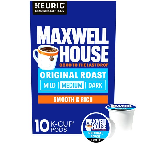 Maxwell House Original Roast Medium Roast K-Cup Coffee Pods, 10 ct Box