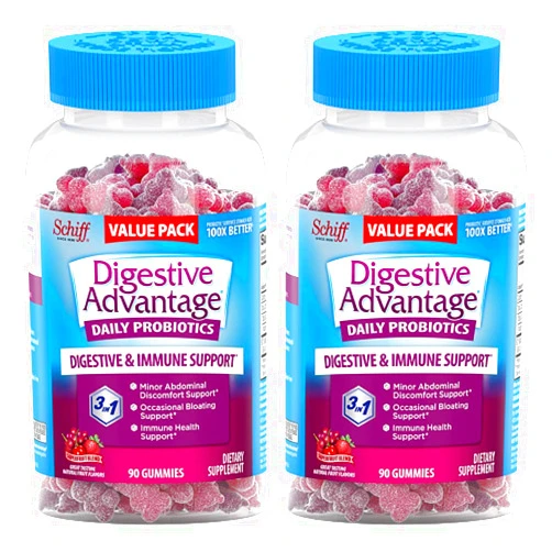 Digestive Advantage Probiotic Gummies for Digestive Health, Daily Probiotics for Women & Men, Support for Occasional Bloating, Minor Abdominal Discomfort & Gut Health, 2x90ct Bottles Superfruit
