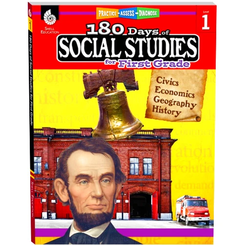 N/A 180 Days™: Social Studies, Early Elementary Social Studies for 1st Grade Practice Workbook for Classroom and Home, Cool and Fun Practice Created by Teachers