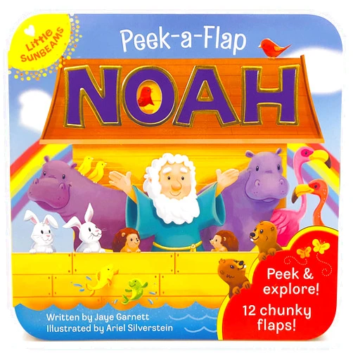 Jaye Garnett,Cottage Door Press,Ariel Silverstein;Ariel Silverstein Peek-a-Flap Noah - Children's Lift-a-Flap Board Book Gift for Easter, Christmas, Communion, Baptism (Little Sunbeams)