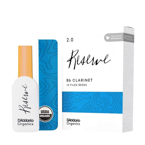 D'Addario Organic Reserve Bb Clarinet Reeds - Reeds for Clarinet - Individually Sealed - 2.0 Strength, 10 Pack