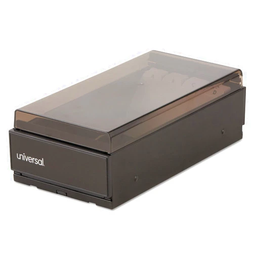 Sinphleng Universal 10601 Business Card File, Metal/Plastic, 4 1/4 x 8 1/4 x 2 1/2, Black