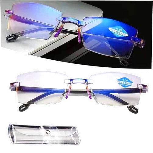 Linnavarv Color Glint Sapphire High Hardness Anti-blue Progressive Far And Near Dual-Use Reading Glasses