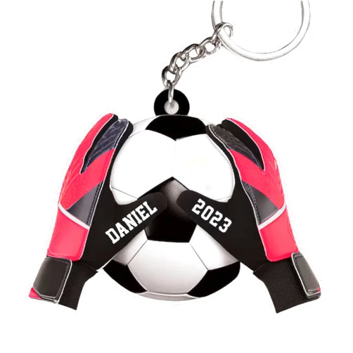 84WONDER Soccer Goalkeeper Custom Keychain, Goalkeeper Gloves Keychain, Soccer Lover Gift, Goalkeeper Gift, Soccer Team Gift, Goalie Keychain, 3in x 3in, Black