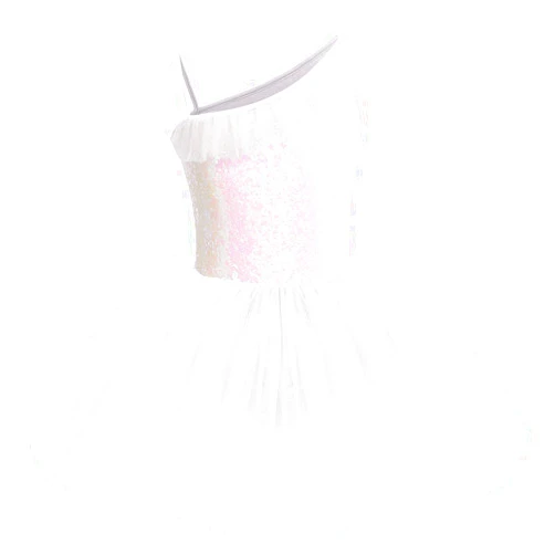 IDOPIP Girls Sequins Ruffle One Shoulder Ballet Dance Dress Tutu Skirted Leotard Ballerina Dancewear Costume for Toddler Kids