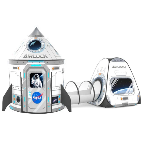 Celontry 3Pcs Kids Rocket Play Tent for Boys: Pop Up Toddlers Spaceship Playhouse with Baby Crawl Tunnel, Ball Pit and Castle Tent - Children Game Tent Toys Indoor and Outdoor for Birthday