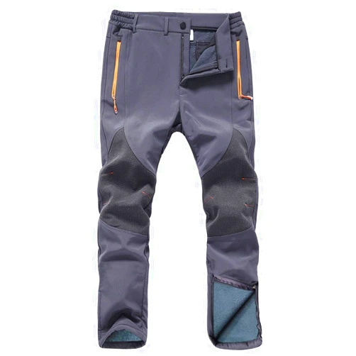 Gash Hao Mens Snow Ski Waterproof Softshell Snowboard Pants Outdoor Hiking Fleece Lined Zipper Bottom Leg