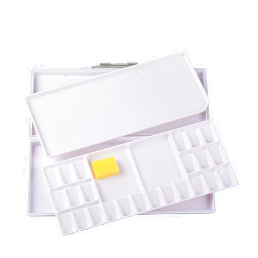 Falling in Art Airtight Leak-Proof Watercolor Palette, 24 Slightly Sloping Wells-3 Mixing Areas, 12 3/5 Inches by 6 2/7 Inches