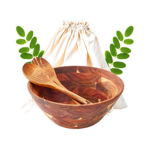 MBILEN-DS Wooden Salad Bowls with Serving Utensils, Large 12.5