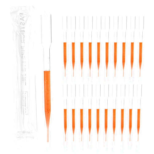 PEKYBIO Sterile Pasteur Pipettes 3ml Disposable Plastic Transfer Pipette Dropper 100Pcs Graduated Calibrated Lab Pipettes, Low Density Polyethylene (LDPE), Individual Peel-Pack, Vol. 7ml, 155mm Long