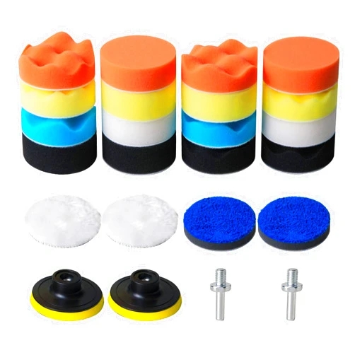 Zewool STUHAD 3 Inch Sponge Buffing Pads, 24pcs Drill Polishing Kit, 16pcs Polishing Pads for Car Foam Drill for Waxing, Polishing, Sealing Glaze