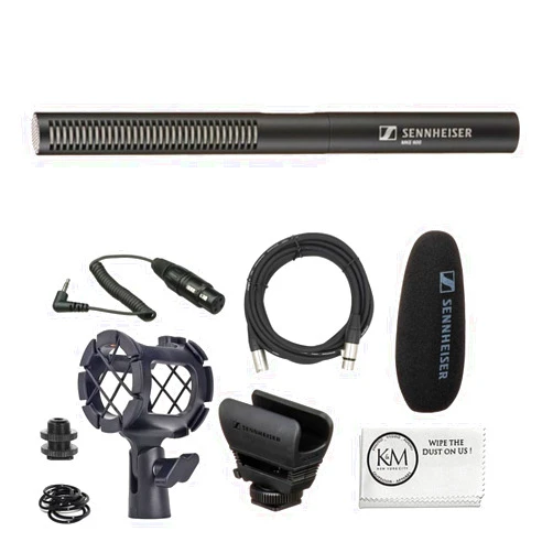 Sennheiser MKE 600 Shotgun Microphone Bundled with Universal Shockmount + 20-Feet XLR Microphone Cable + Microfiber Cleaning Cloth (4 Items)