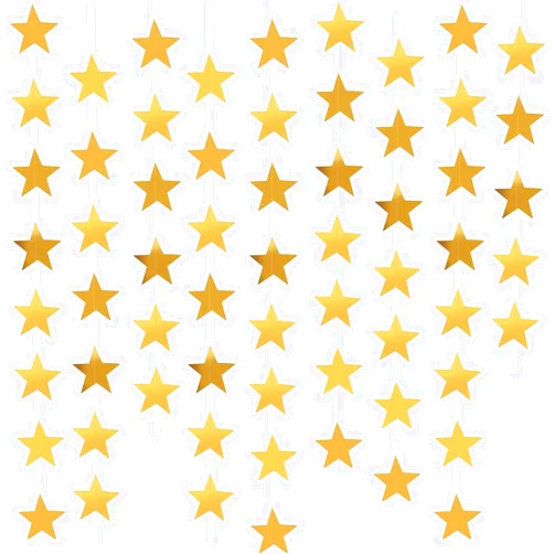 Yzurbu Gold Star Garland, 78 Feet Double Side Hanging Sparkly Paper Star Banner Decorations for Birthday Wedding Engagement Baby Shower Christmas Holiday Party