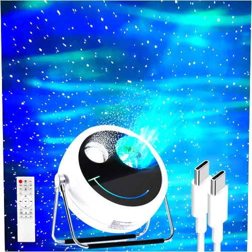 BrizLabs Star Projector, USB C White Star Night Light Galaxy Projector with Remote, White Noise Aurora Light Projector, LED Galaxy Projector with Bluetooth Speaker for Kids Room Bedroom Ceiling Party