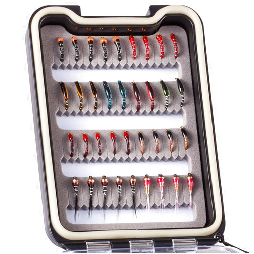 Bassdash Fly Fishing Lures Kit with Box Nymph Beadhead Wet Fishing Dry Flies for Trout Bass Salmon