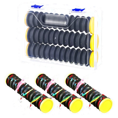 Dreyoo 3 Pcs Fishing Line Storage Holders Organizer with 12 Line Slots Keep Your Fishing Lines Entanglement Free Fishing Line Spooler Winder Fishing Line Hook Leader Keeper with Rigging Spools