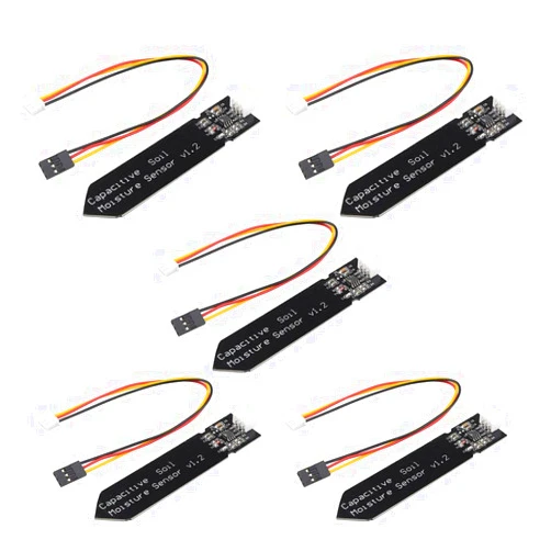 Stemedu 5PCS Capacitive Analog Soil Moisture Sensor Module 3.3~5.5V Corrosion Resistant Humidity Detection Sensors DIY Electronic for Arduino for Raspberry Pi