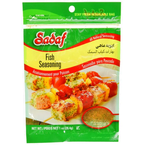 Sadaf Fish Seasoning - Seafood Seasoning for Cooking - Food Spices - Kosher - 1 Oz Resealable Bag