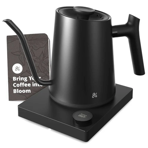 Greater Goods Electric Gooseneck Kettle - Perfect for Tea and Pour Over Coffee, 1200 Watt (Onyx Black)