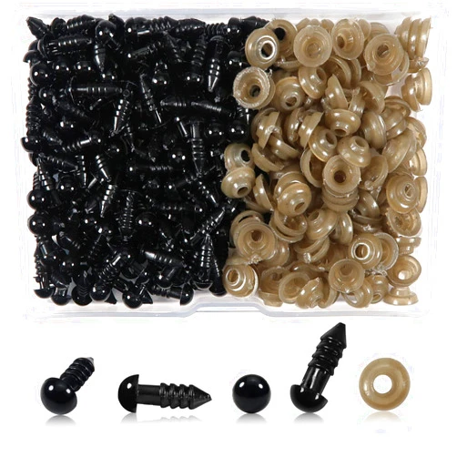 TOAOB THE ONE AND ONLY BABY TOAOB 150pcs 6mm Safety Eyes for Amigurumis Craft Crochet Eyes with Washers Black Doll Eyes for Crocheting Stuffed Animals Bears Doll Making
