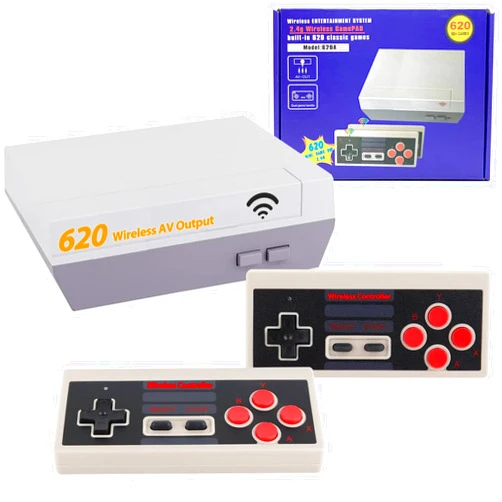 PGYFDAL Wireless Retro Game Console, Nostalgia Plug and Play Classic Mini Gaming Console, Built-in 620 Video Games with 2 Classic Wireless Controllers, AV Output 8-Bit Game System