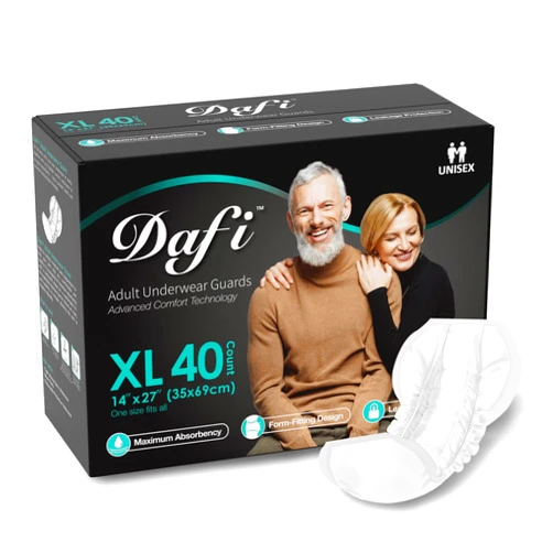 DAFI Disposable Bladder Control Pads XL/40 Count Incontinence Pads for Women & Men, Adult Underwear Guards Unisex, Maximum Absorbency Leakage Protection