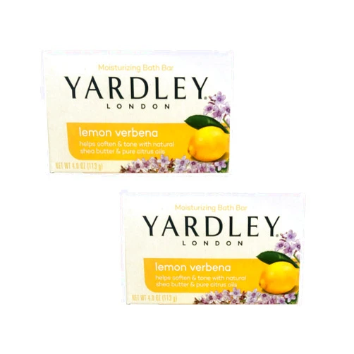 Yardley London Moisturizing Bath Bar Soap, Lemon Verbena, with Shea Butter & Pure Citrus Oils, Softens & Tones Skin, 4.0 oz (Pack of 2)