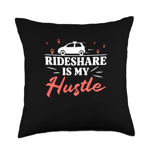 Trendy Ridesharing Transit Collective Awesome Hustle Rideshare Drivers Throw Pillow, 18x18, Multicolor