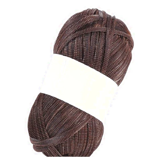 LiuliuBull 100g/pc Metallic Yarn T-Shirt Hollow Mesh Glitter Yarn for Knitting Crochet Threads DIY Handmade Purse Shiny Sparkly Metallized(Dark Brown)